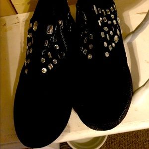 Black Suede booties with sparkle